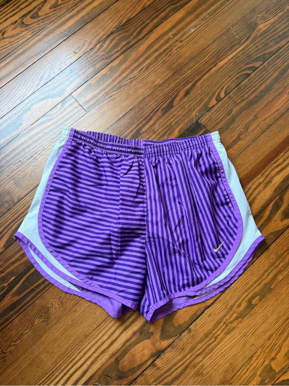 Nike Purple Striped Athletic Shorts with White Trim
